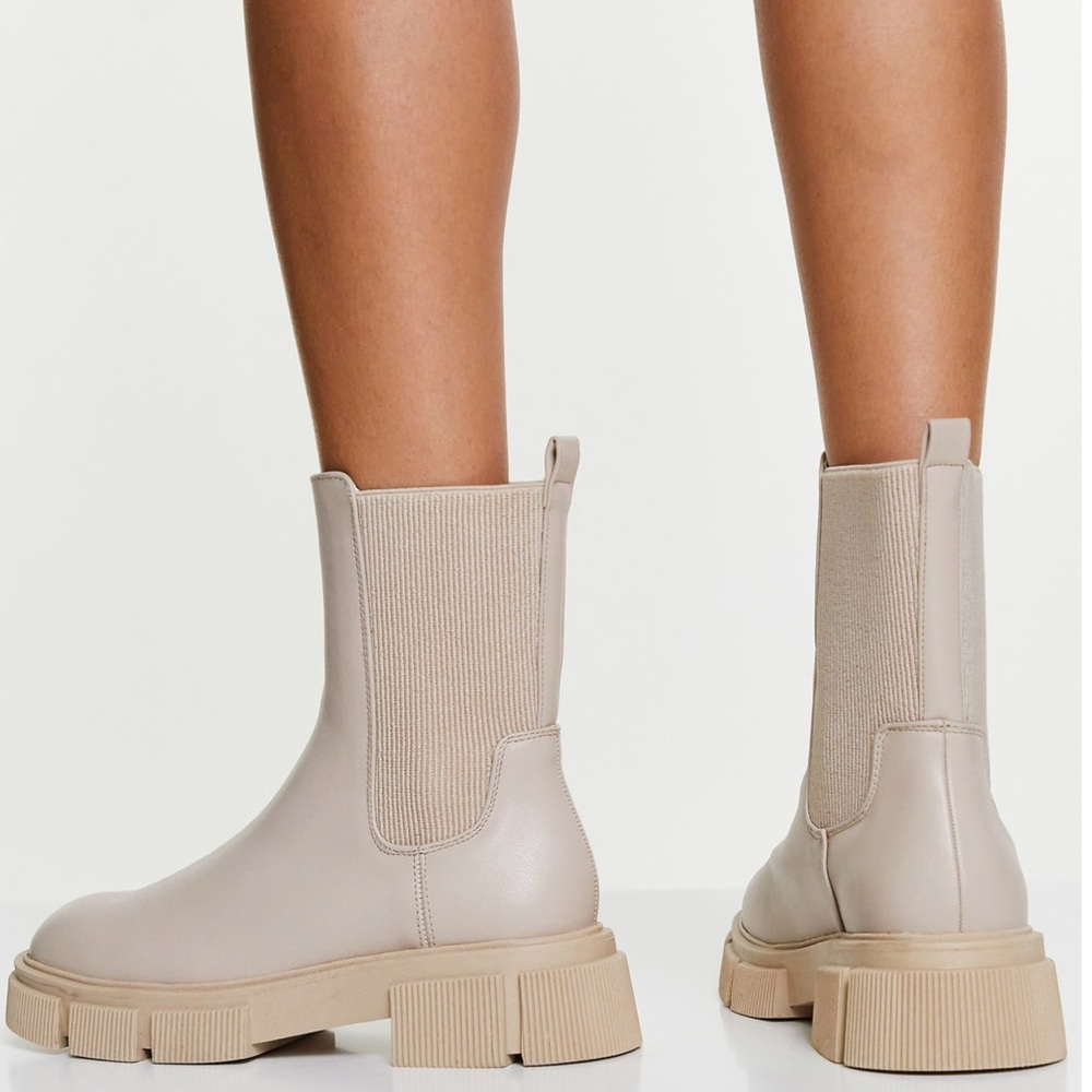 Schuh Chelsea Boots Womens 5 Beige Aniston Chunky Rubberized Platform Ankle Pull